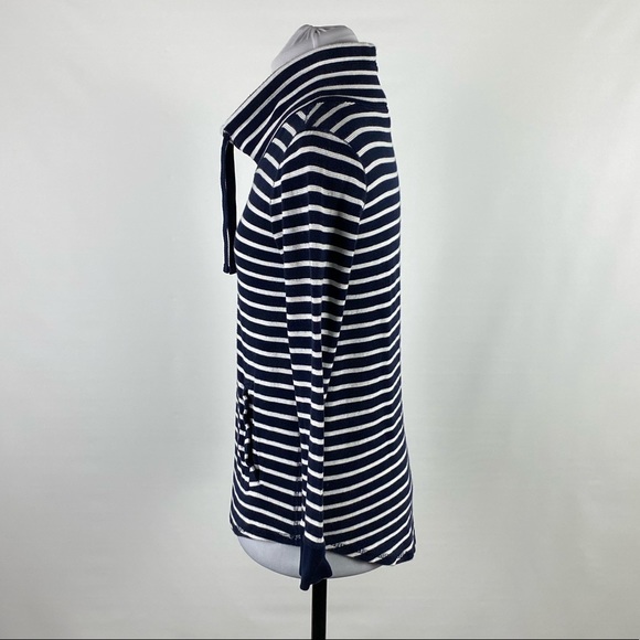 J Crew Factory Striped Funnel Neck Top - Picture 2 of 6
